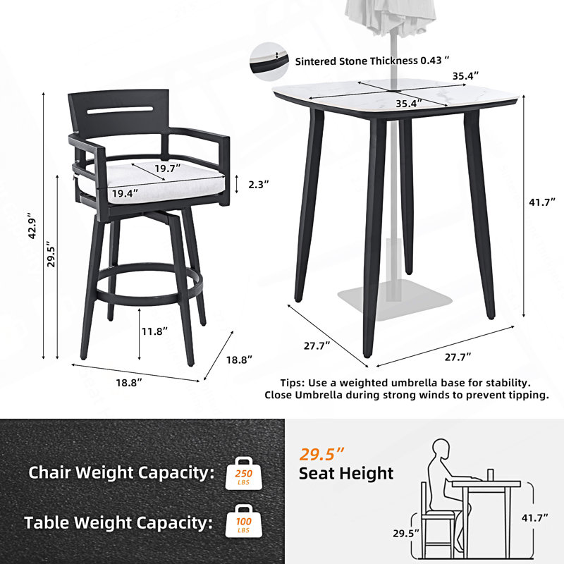 Ensemble de bar d'extérieur 5 pièces Modern