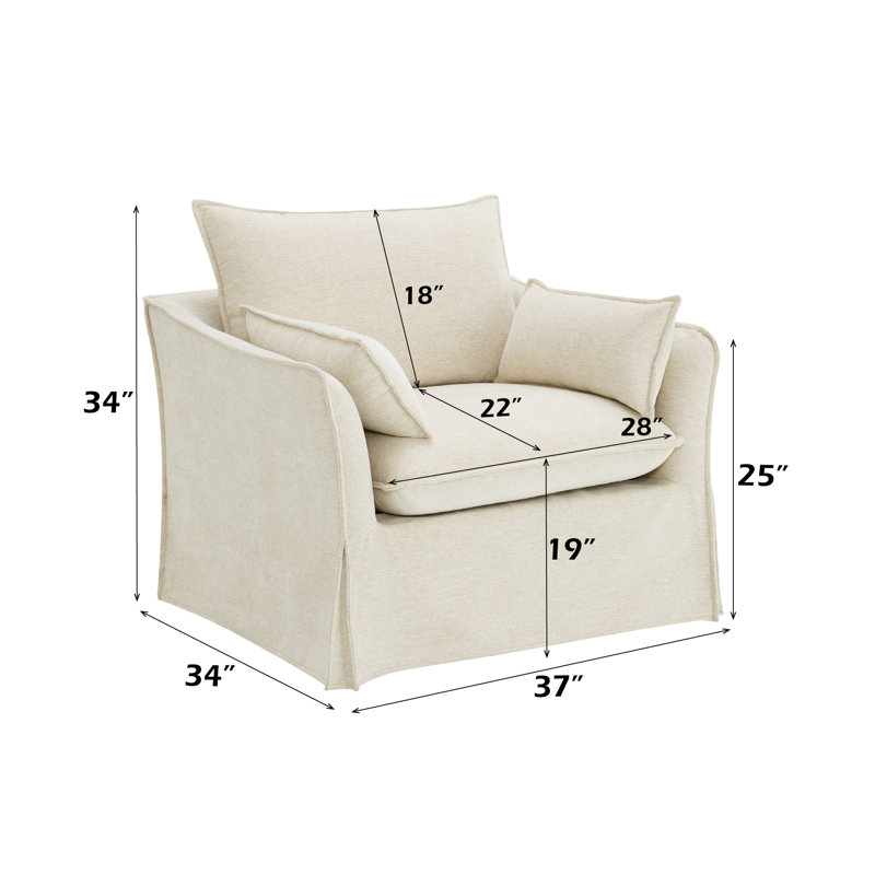 Chaise en lin Shane avec 2 coussins
