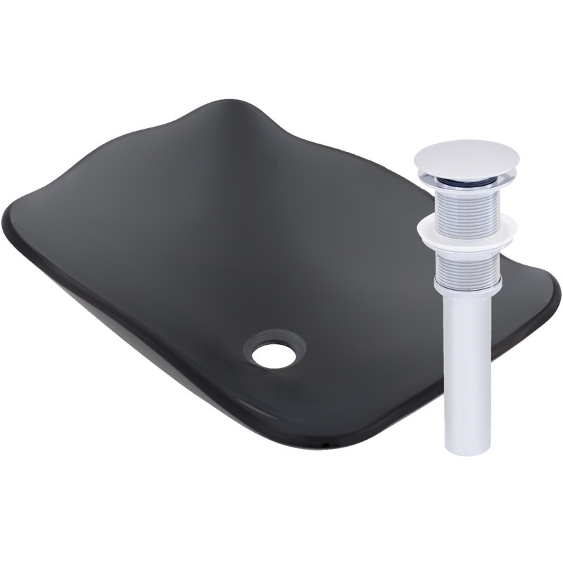 Novatto 15'' Glass Specialty Bathroom Sink, Chrome