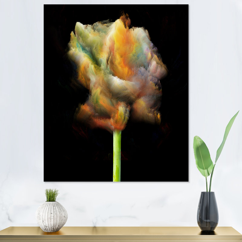 «Blooming Multicolor Fractal Flower», art mural moderne sur toile, H 12 po x l 8 po x P 1 po, Toile tendue