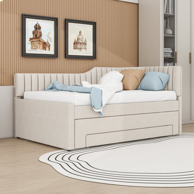 Upholstered Daybed with Trundle and Drawers