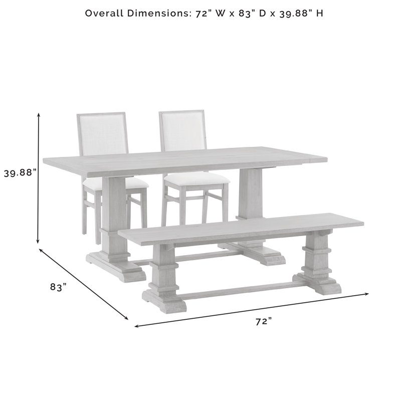Heymann Dining Set, 4 Pieces: Table, Bench, 2 Chairs