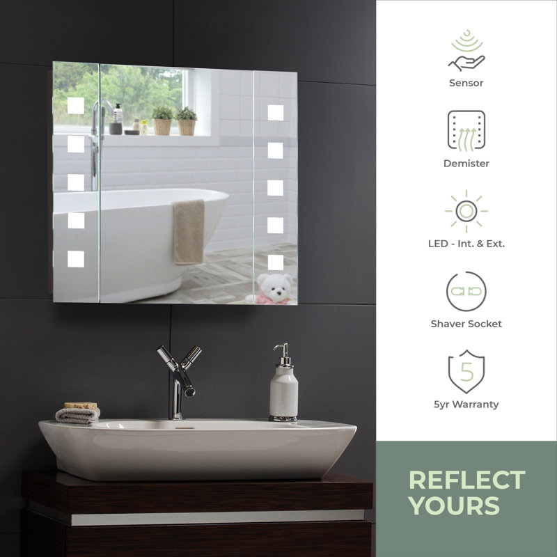 Seguin 650mm W 600mm H Surface Frameless Medicine Cabinet Mirror 2 Adjustable