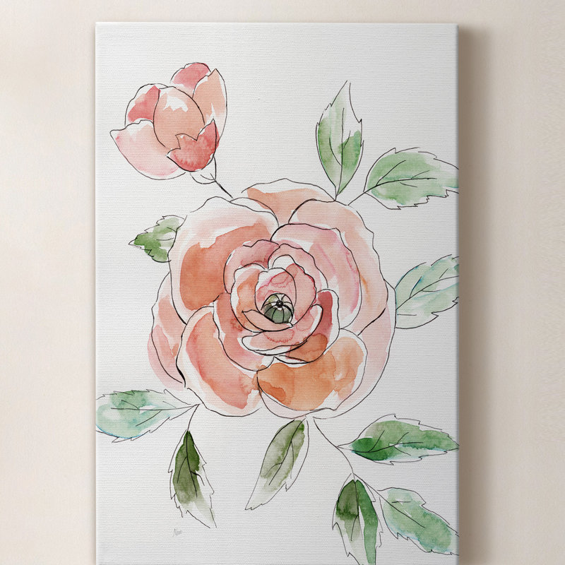 Contour de rose - peinture sur toile tendue, H 60 po x l 40 po x P 1 po