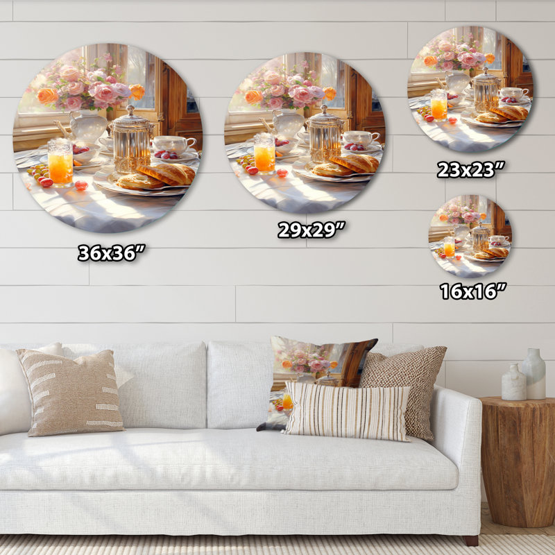 «Food Breakfast Cozy I», art rond en métal, H 29 po x l 29 po x P 1 po