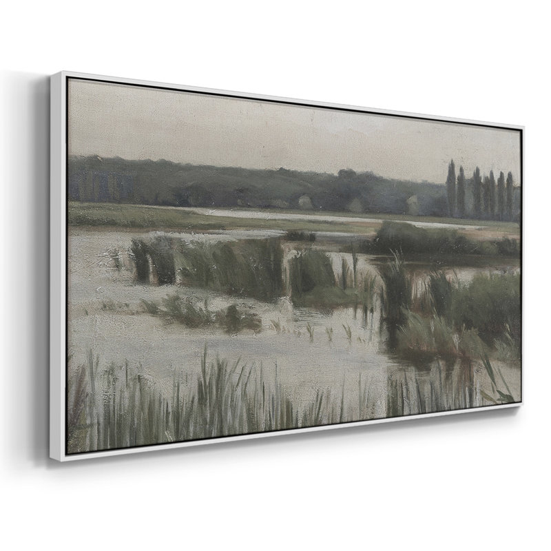 Paysage, série DLLVII, toile tendue avec châssis, prête à être accrochée, H 21 po x l 41 po, Blanc