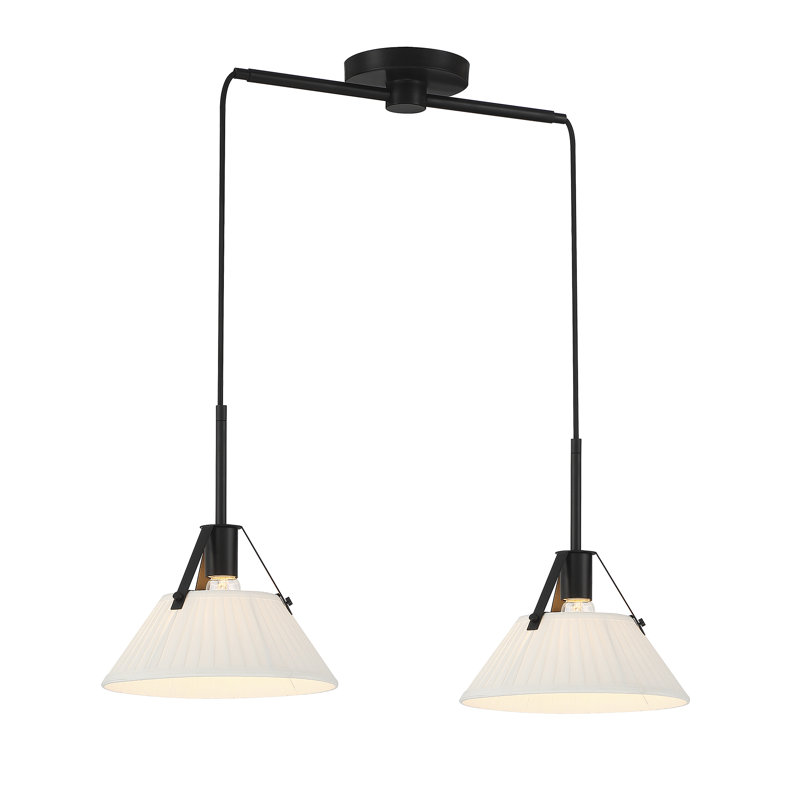 2 - Light Dimmable Geometric Chandelier, White, Black