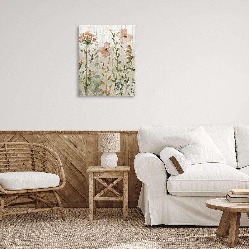 «Soft Florals over Rustic Canvas», art par Livi Finn, H 30 po x l 24 po