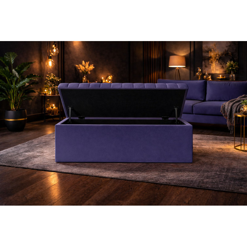 Royal Velvet Storage Ottoman Box with Hinged Lid | Lined Upholstered End of Bed Storage Bench | Soft  Close Storage Seat | Made in UK