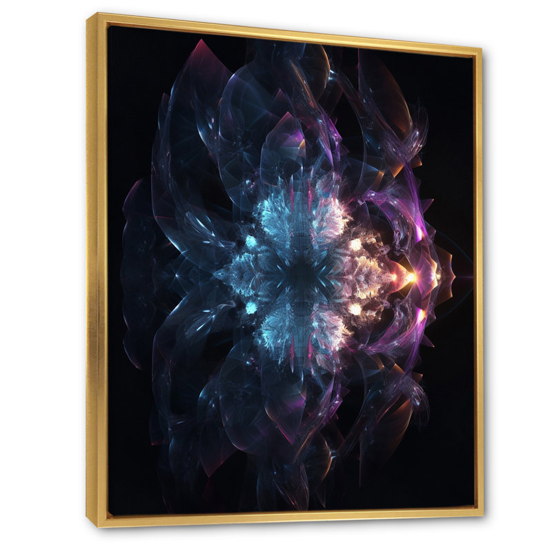 Cristal cosmique abstrait dans l'espace lointain - impression, Cadre flottant doré, H 20 po x l 12 po x P 1 po