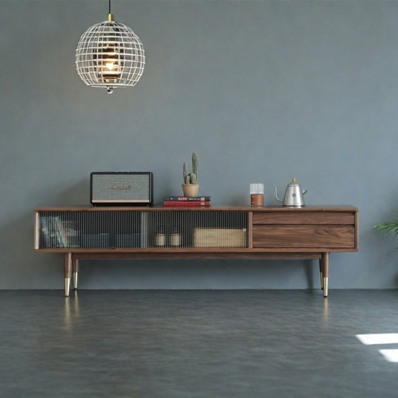 Meuble télé en bois massif de style nordique, 62.99"