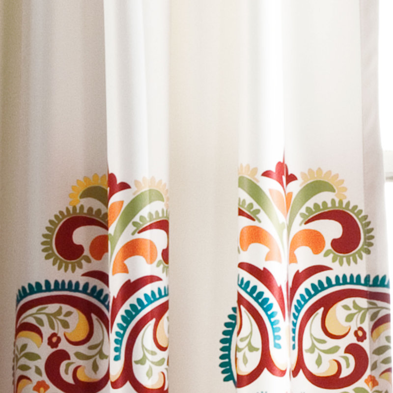 Clara Turquoise and Tangerine Bohemian Polyester Blackout Drapes