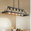 Lustre de cuisine de style industriel avec cadre linéaire à 5 lumières à hauteur réglable noir mat-129870521