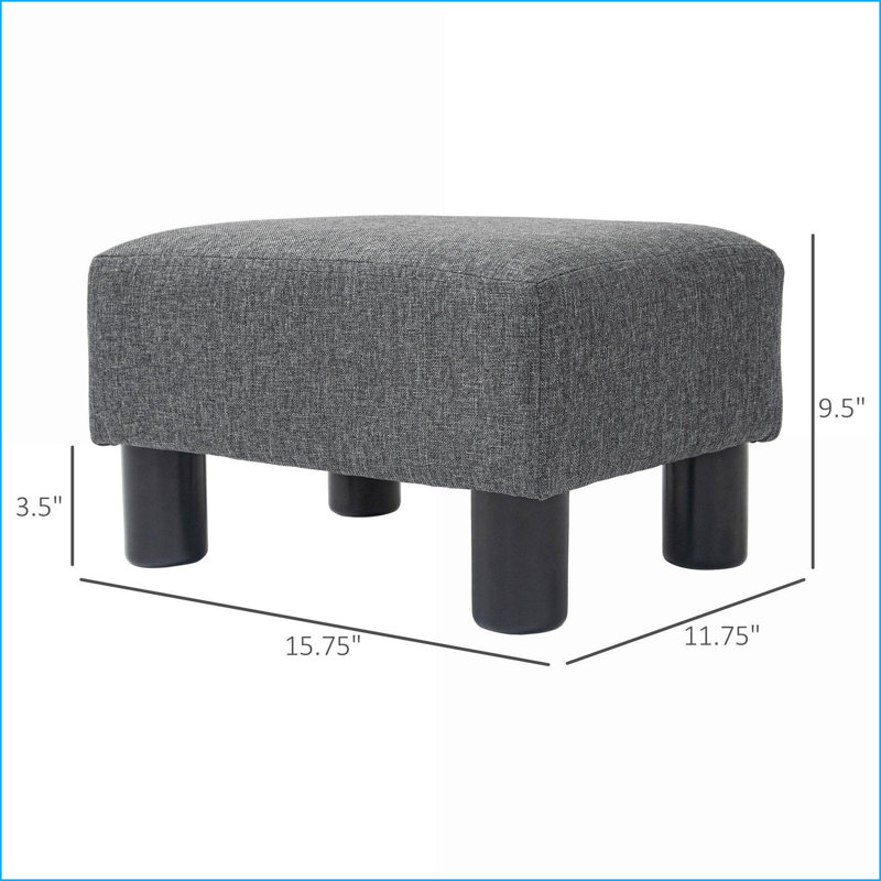 Petit repose-pieds avec tissu en lin, structure en bois, gris anthracite pour le salon | Bois | Gris anthracite, Gris
