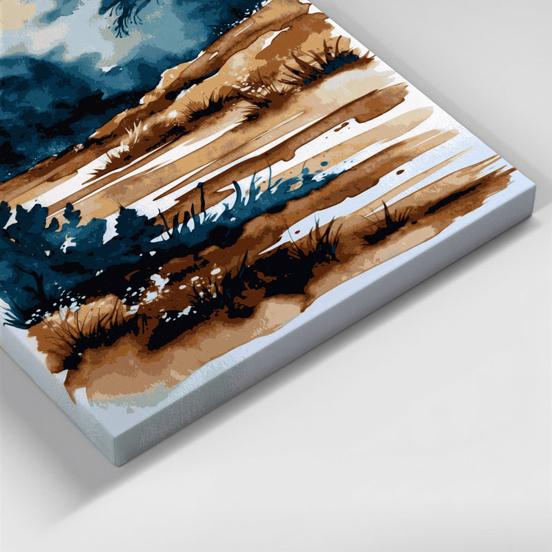 Aquarelle, paysage, 68, art mural sur toile verte, H 24 po x l 36 po