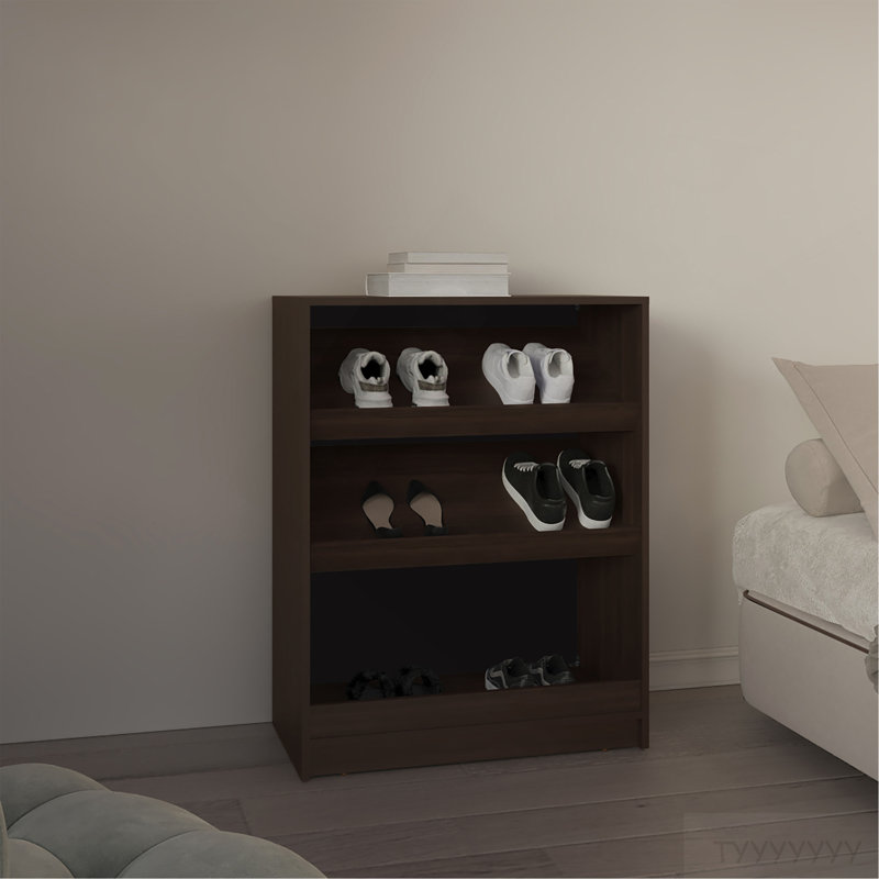 Shoe Rack, 3 Shelves, Dark Walnut, Brown
