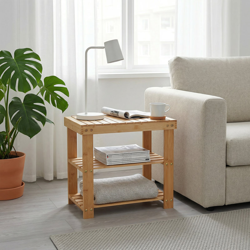 11" x 20" x 18" 3-Tier Bamboo Shoe Bench with Storage & Seating, Entryway Organizer for Bedroom, Natural Wood