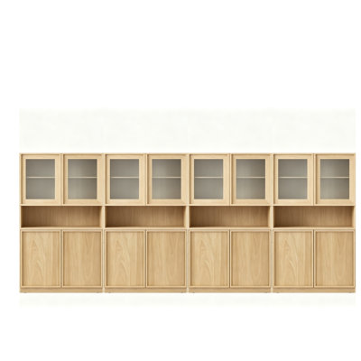 Modern 72" Tall Bookshelf with Glass Doors & Adjustable Shelves, Library Bookcase with Closed Storage Cabinet and Glass Display Shelves, Wooden Bookca