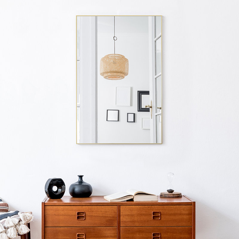 Avienne Metal Flat Wall Mirror, Gold