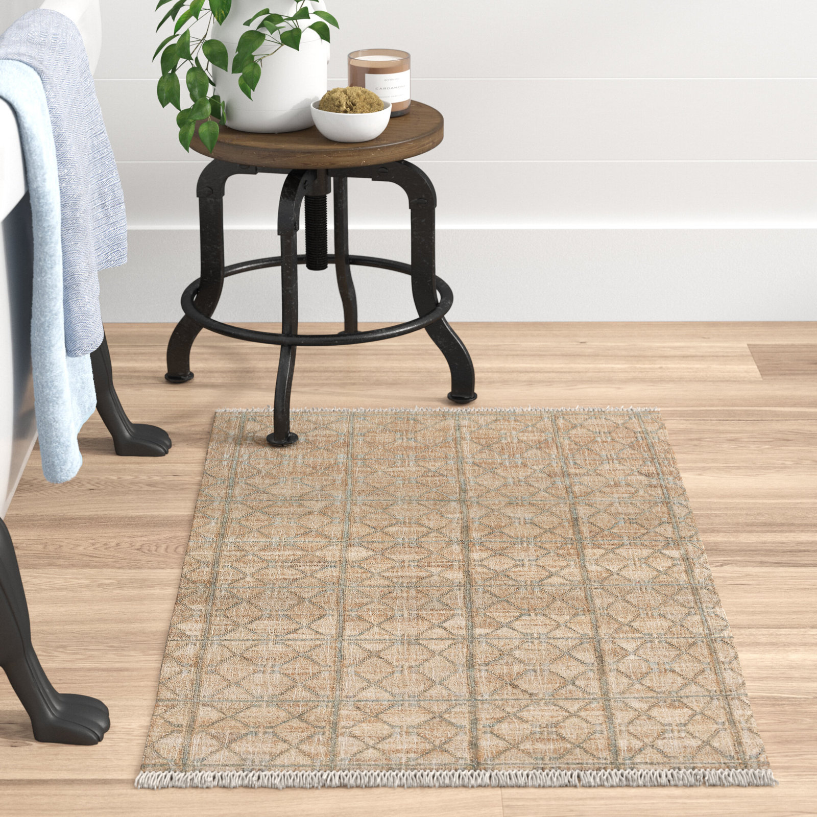 Moorgate Khaki Sage Geometric Jute Rug, Rectangle 2' x 3'