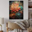 Mandala de lotus art bouddhiste orange turquoise sur bois-181396190
