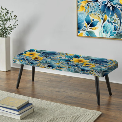 Watercolor Dreams - motif cachemire - banc rembourré à motif cachemire noir
