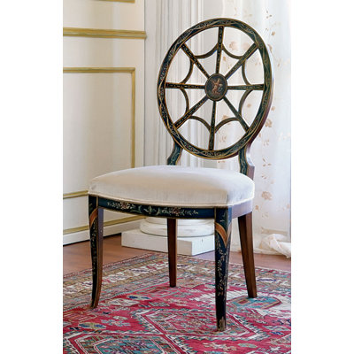 Upholstered Side Chair in White/Brown