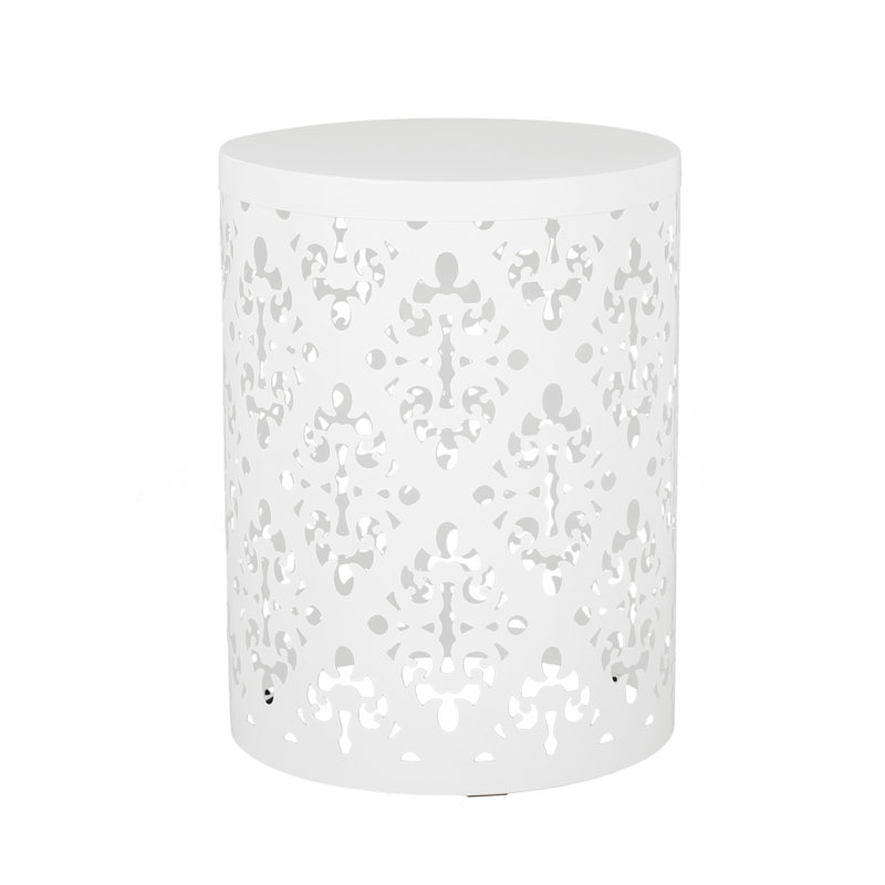 Outdoor Metal End Table -Large, White
