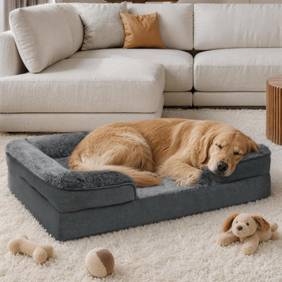 Orthopedic Foam Dog Sofa Bed with 360° Bolster Support, Cozy Nest Design & Removable Washable Cover
