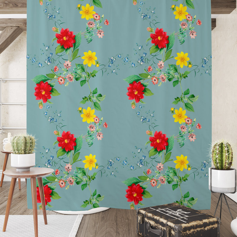 Floral Shower Curtain, 83" H x 70" W