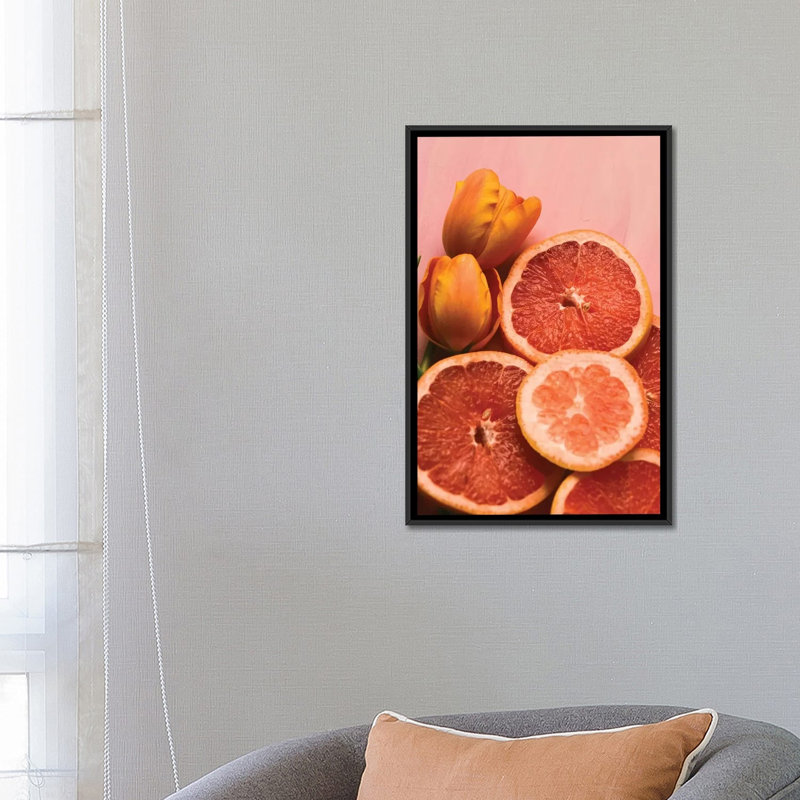 «Citrus I», impression sur toile, H 26 po x l 18 po x P 1,5 po, Toile avec cadre noir, Pas de tapis