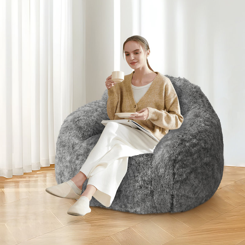 Fauteuil à billes Soft Fluffy, Polyester noir