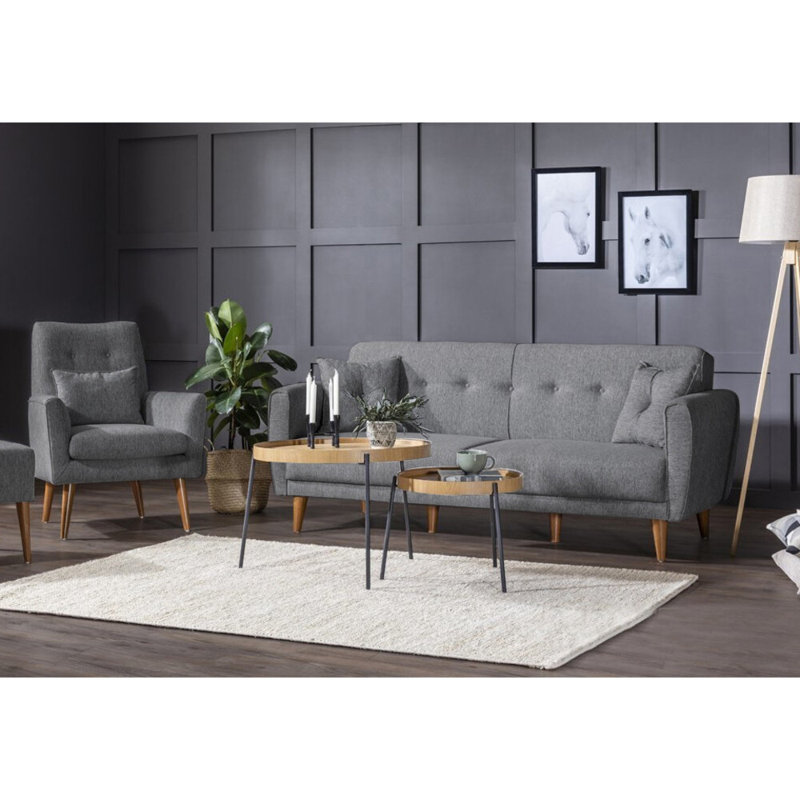 Ensemble de salon inclinable 2 pièces Sova, 100 % lin gris foncé