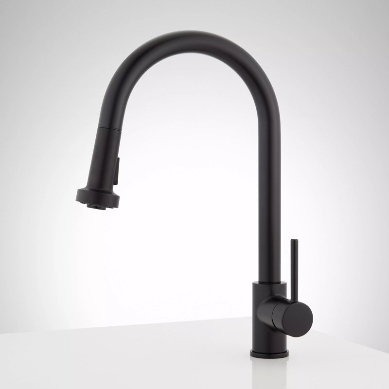 Signature Hardware Ridgeway Pull-Down Kitchen Faucet - Matte Black, Matte Black
