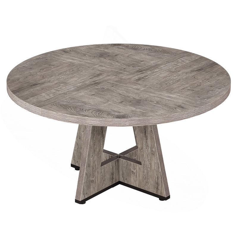 47" Round Farmhouse Dining Table, Gray