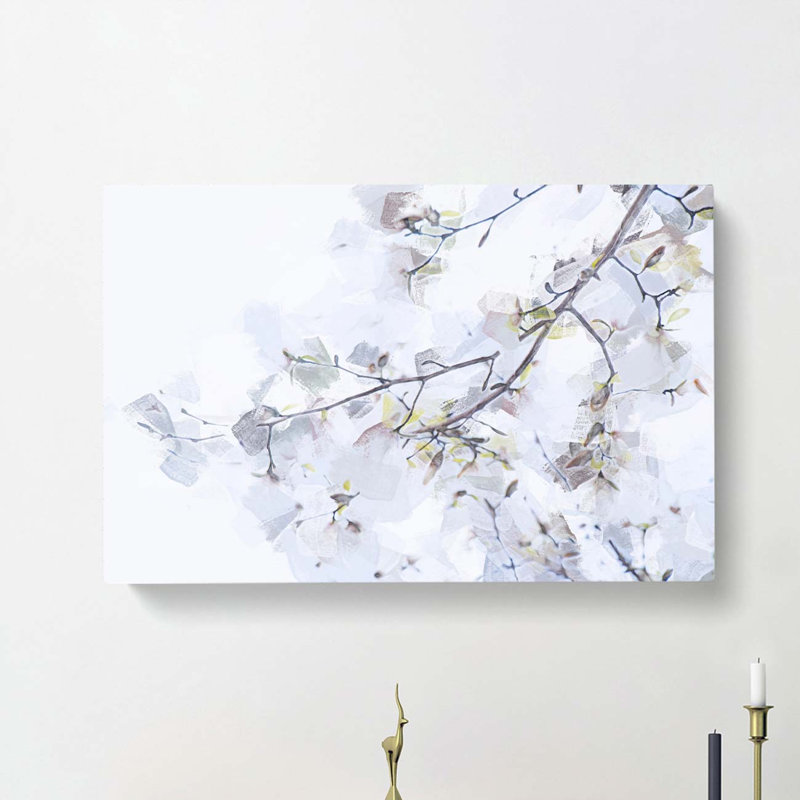 Branch of a White Magnolia Tree in Abstract - Wrapped Canvas, 35cm H x 50cm W x 3cm D