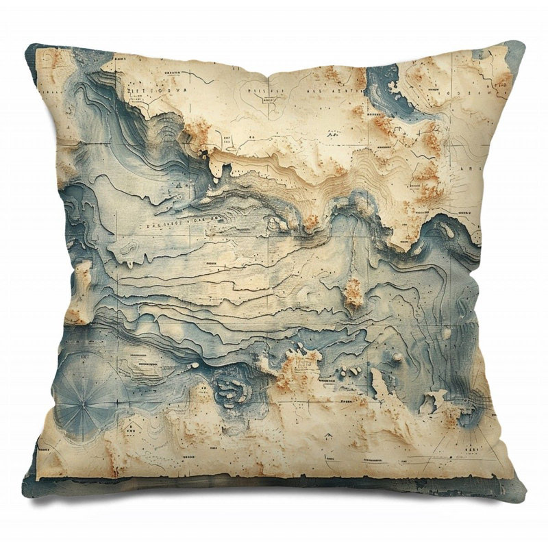 Coussin Trendy, H 14 po x l 14 po, Beige/bleu