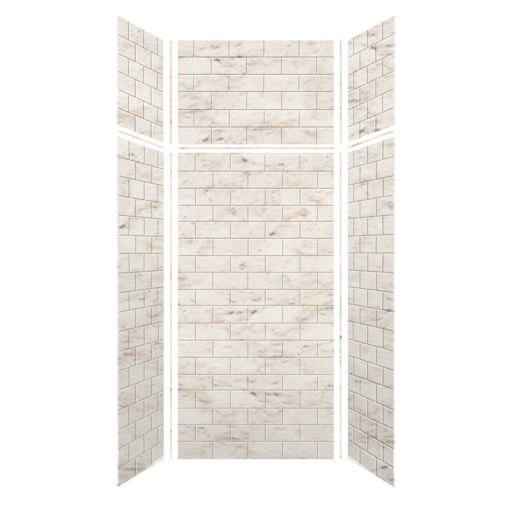 Transolid Prodigy Shower Wall Kit 60x36x96-inch - 6-Piece Glue-Up Shower Walls | Subway Tile Pattern No Grout Needed | Easy Installation Over Existing Surfaces