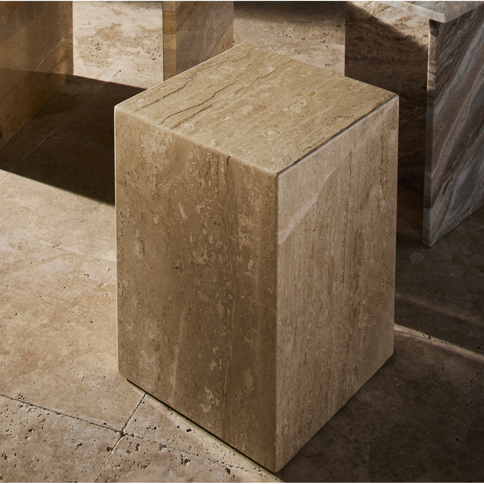 Enez 14" Genuine Marble End Table, Beige