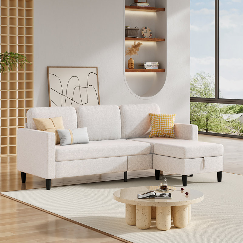 Ebern Designs Sillones Para Sala Convertible Sectional Sofa Couch,3-seat L-shaped,reversible Modern Couch With Movable Storage Ottoman Chaise, Free Combination Sofa For Living Room And Office