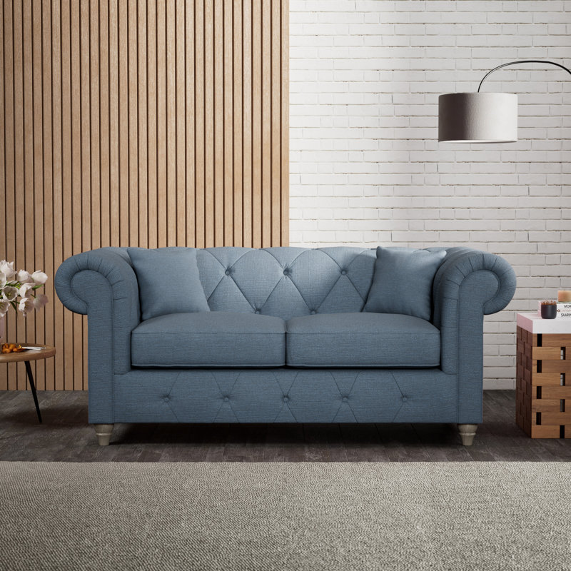 Ellrich 2 Seater Sofa, Washed Oak, Deep Blue