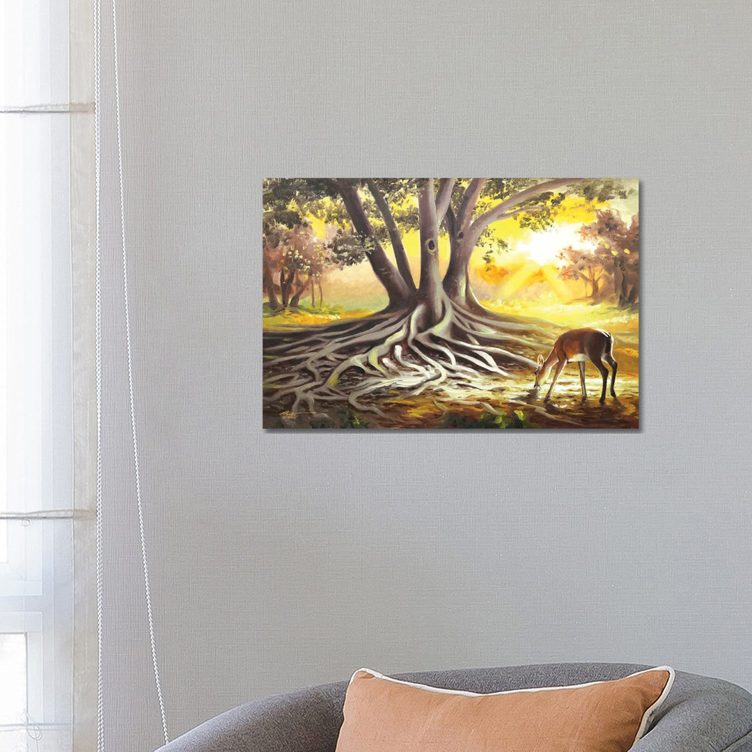 Deer By A Banyan Tree von D. "Rusty" Rust - Gallery-Wrapped Canvas Giclée on Canvas