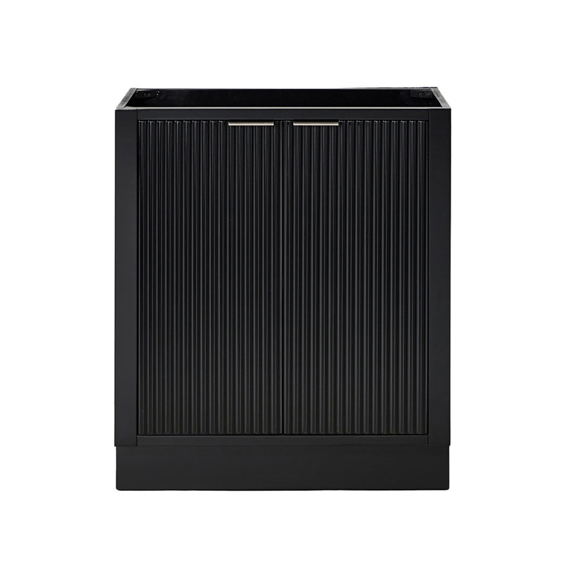 Haun 30'' Solid Wood Single Bathroom Vanity Base Only, Base Cabinet without Top in Black, Black