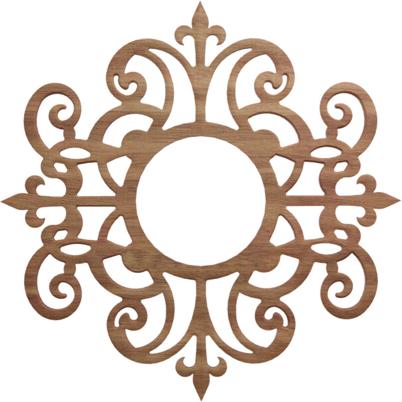 Médaillon de plafond ajouré en bois d'aulne de 20 po x P 6 1/2 po x P 3/8 po Dijon, H 18 po x l 18 po x P 0,38 po, Noyer