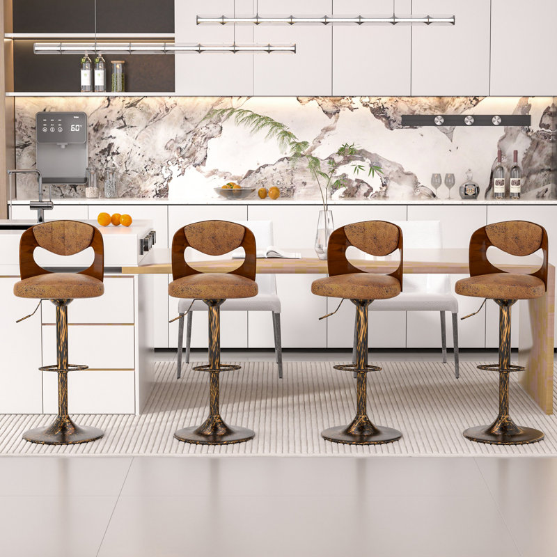 Adjustable Height Bar Stool (Set Of 4), Brown
