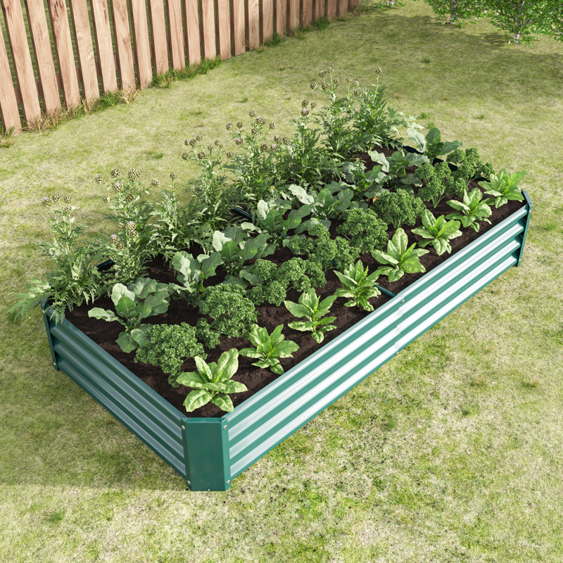 Raised Garden Bed Outdoor, Metal Raised  Rectangle Planter Beds for Plants, Vegetables, and Flowers, 6×3×1ft, Green