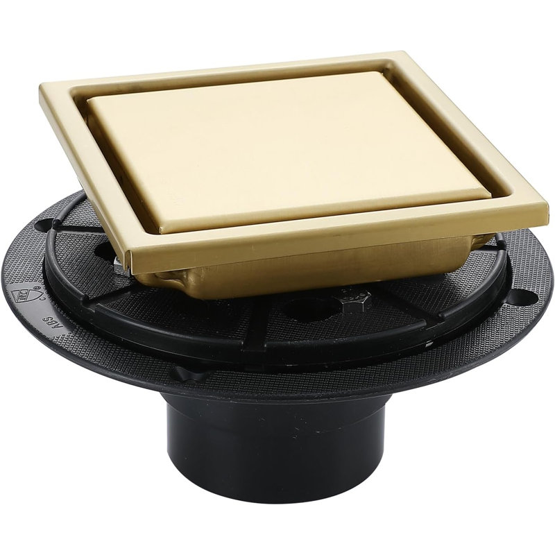 Drain de douche, drain de salle de bain carré en acier inoxydable Sus304, or brossé