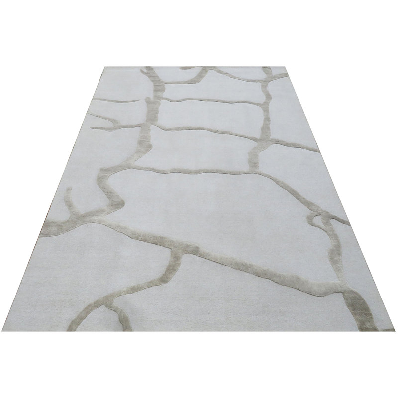 Linen Abstract Area Rug, Rectangle 6' x 9'