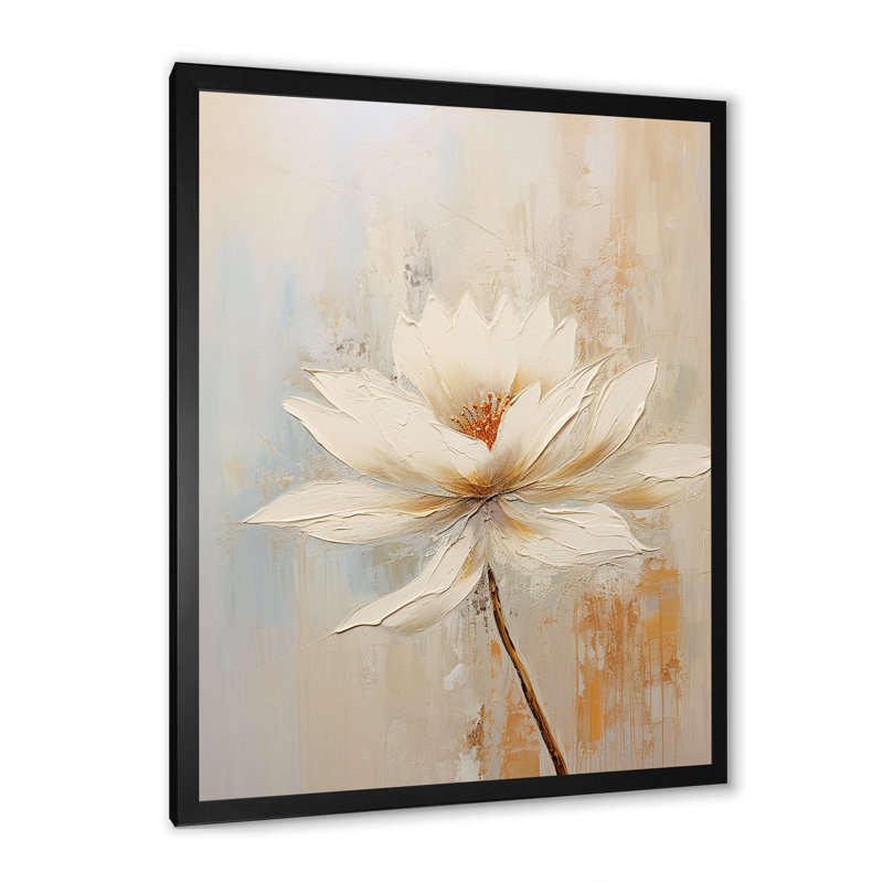 «Beige Simplicity In Petals» sur impression sur toile, H 32 po x l 16 po x P 1 po, Cadre simple noir