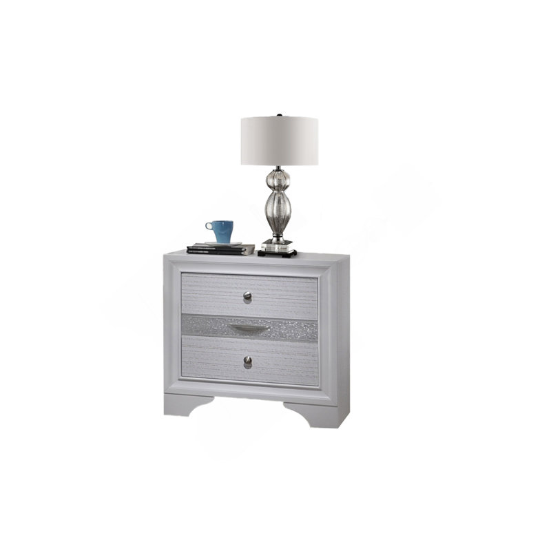 Matrix Traditional 2 Drawer Nightstand Made With Wood In White